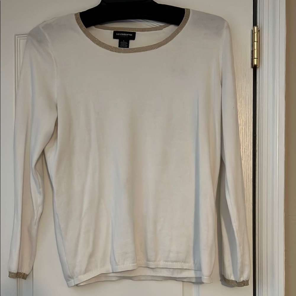 White Long Sleeve Top by Liz Claiborne